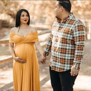NWOT Maternity Dress for Baby Shower or Maternity Photoshoot; Yellow Maxi Dress